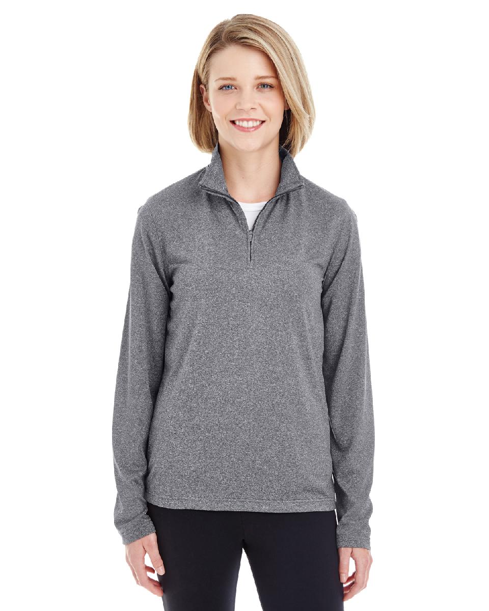 UltraClub Ladies' Cool & Dry Heathered Performance Quarter-Zip. 8618W.