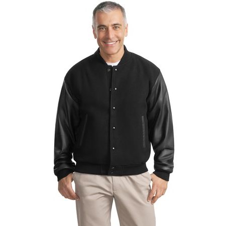 Port Authority - Wool and Leather Letterman Jacket.  J783