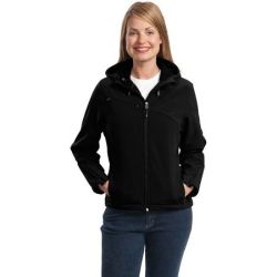 Port Authority - Ladies Textured Hooded Soft Shell Jacket. L706