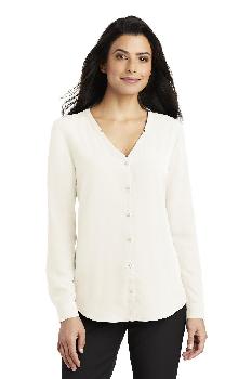 Port Authority Ladies Long Sleeve Button-Front Blouse. LW700